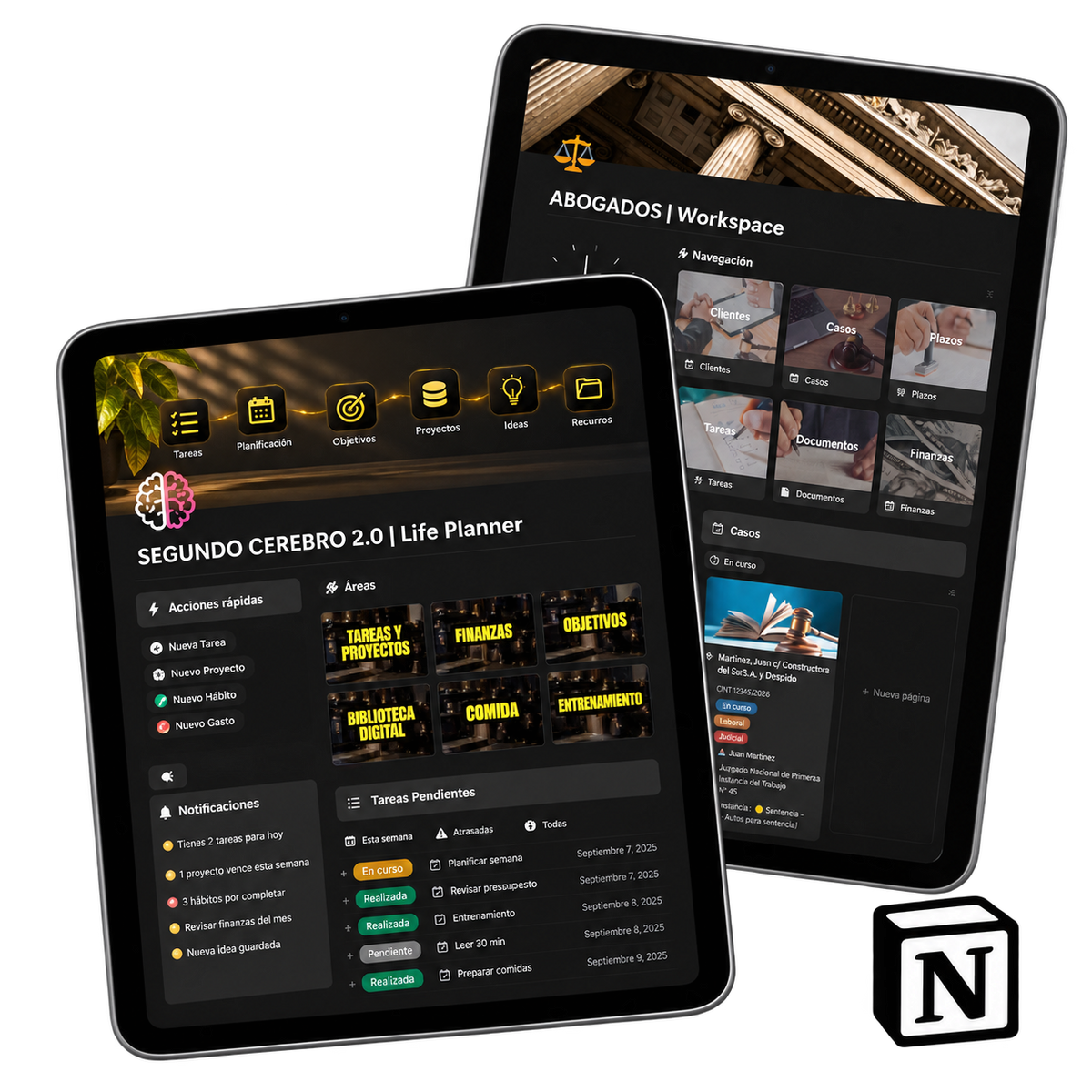 Plantilla Notion Abogados | Workspace y Segundo Cerebro | Planificador