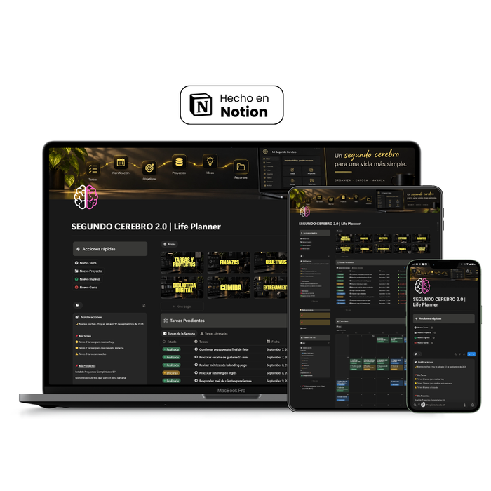 Planificador Personal | Segundo Cerebro 2.0 | Plantilla Notion
