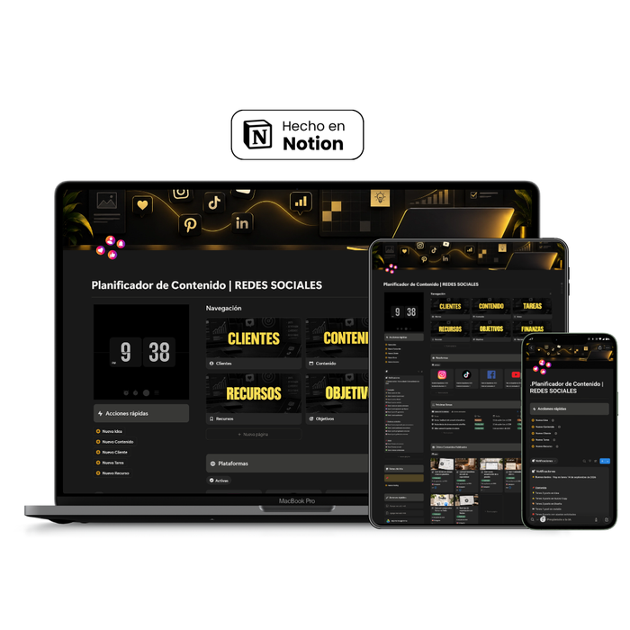 Planificador de Contenido | Content Creator | Plantilla Notion